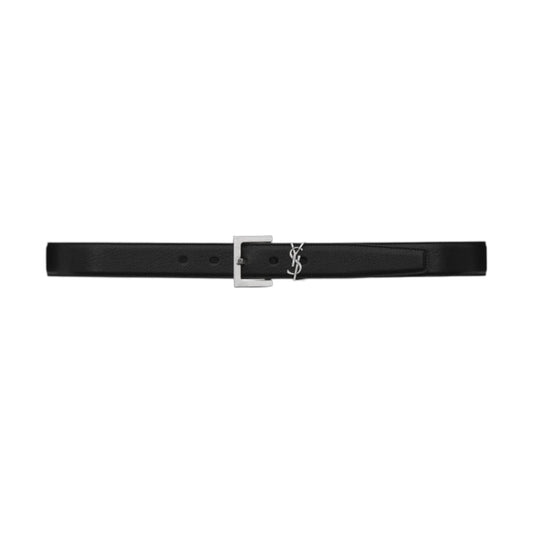 생로랑 레더 실버 모노그램 벨트 블랙 30mm(2color)